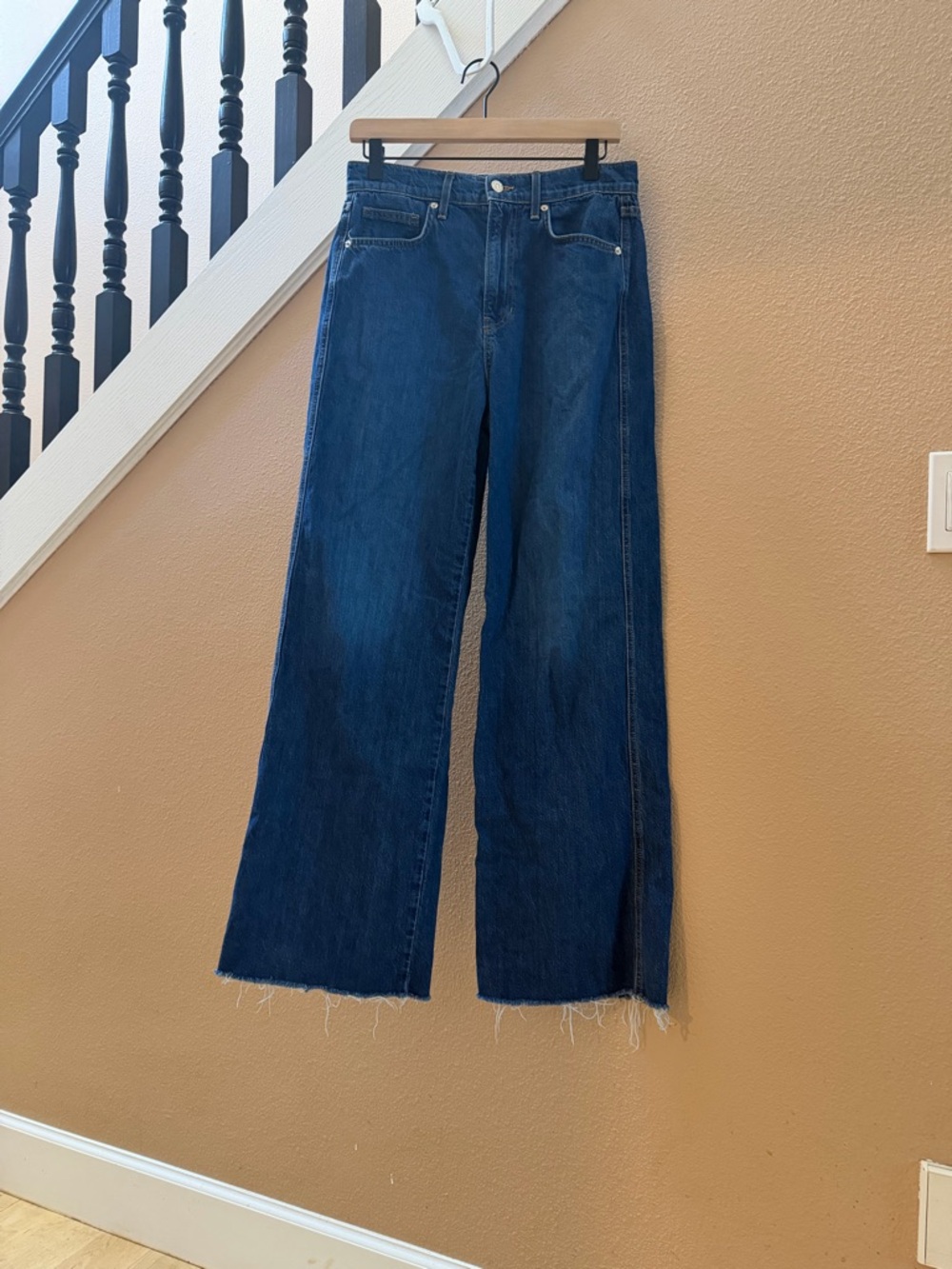 SOLD Veronica Beard Taylor Wide-Leg Jeans with Raw Hem